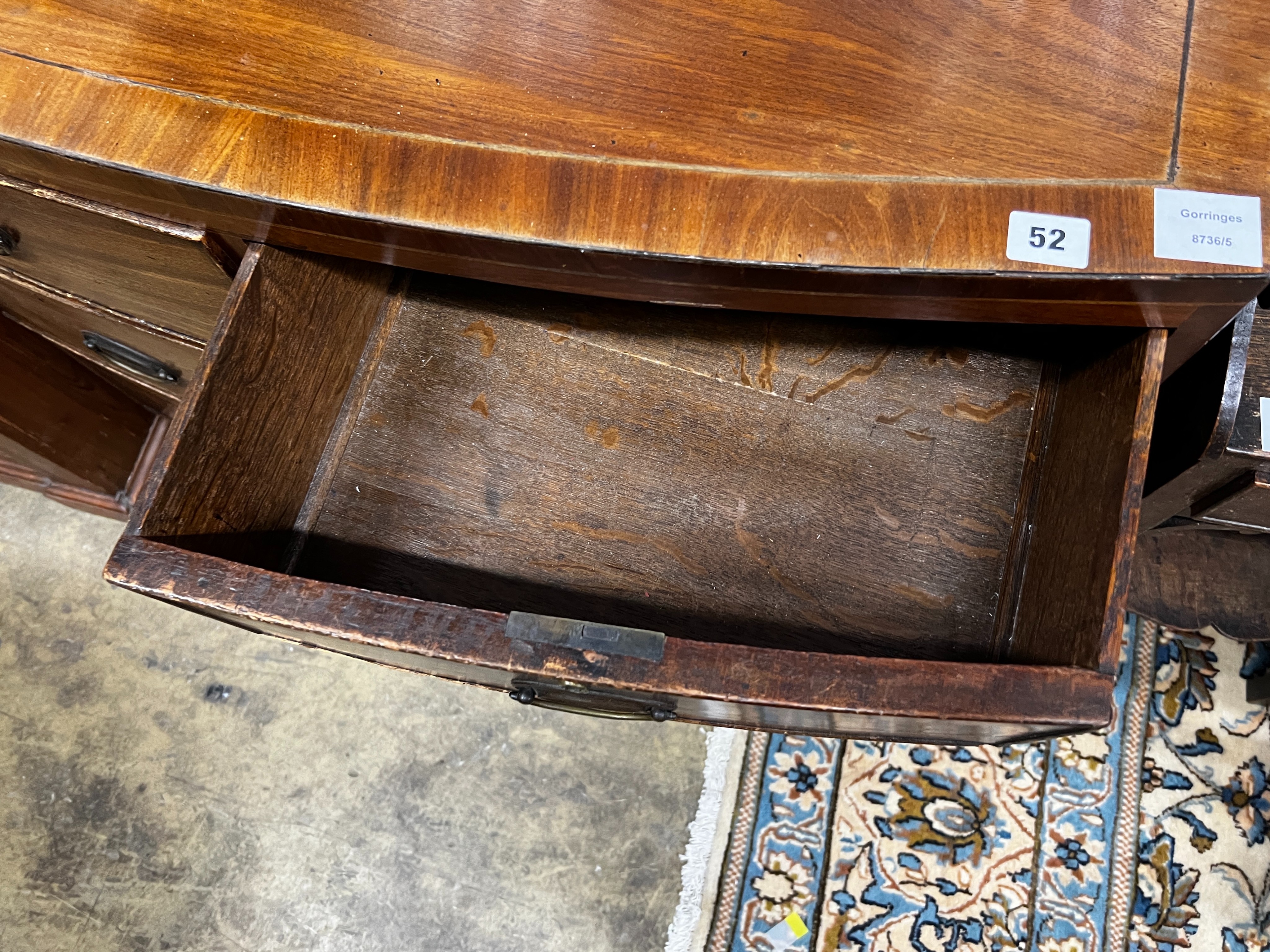 A Regency mahogany four drawer bowfront chest, width 91cm, depth 48cm, height 90cm